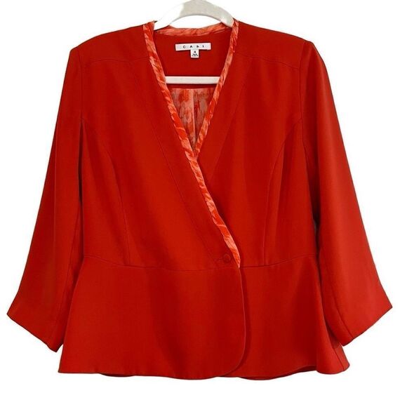 CAbi Orange Wrap Blazer Jane Jacket Size 4 - Picture 1 of 10